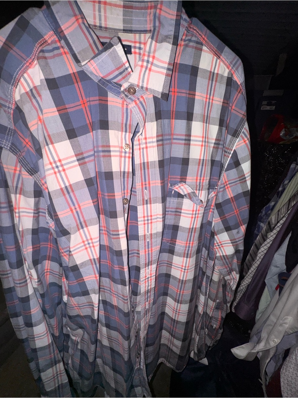 Men's XL Gap Blue/White/Multi Plaid Button-Down Shirt - Classic Casual